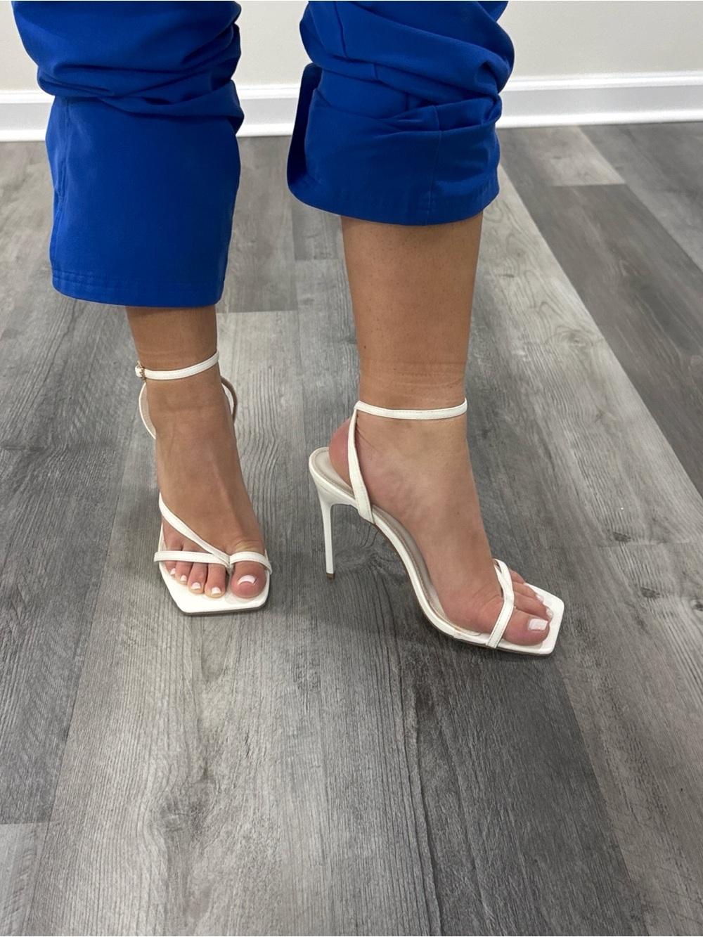pretty little thing white strappy heels